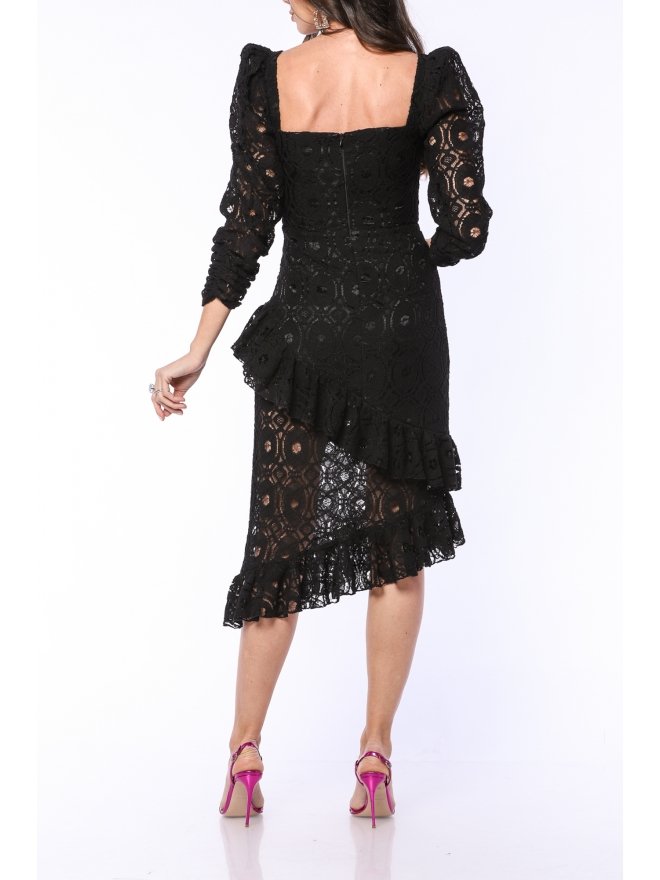 TGH ROCHIE MIDI INTRIGUE DIN DANTELA CU VOLANE ASIMETRICE