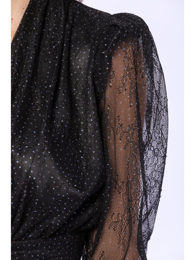 TGH ROCHIE MINI LACE&GLITTER CU DRAPAJE