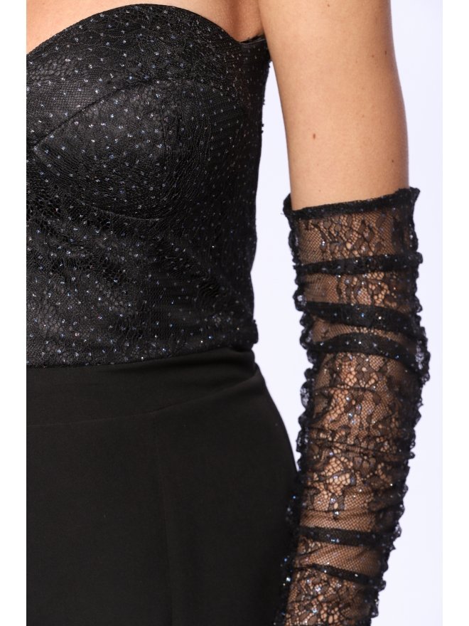 TGH ROCHIE MINI LACE&GLITTER CU CORSET SI MANUSI