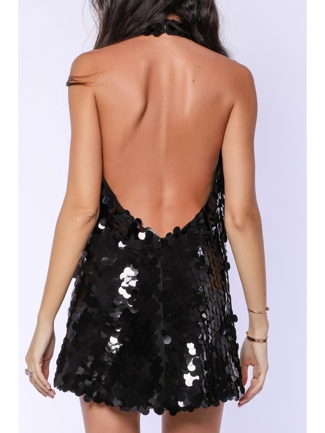 TGH GALAXY SEQUINS CUT-OUT BACK MINI DRESS