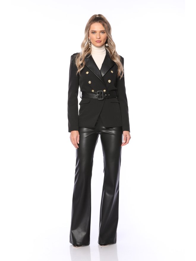 POESSE SACOU SLIM-FIT CU DETALII DIN PIELE ECO