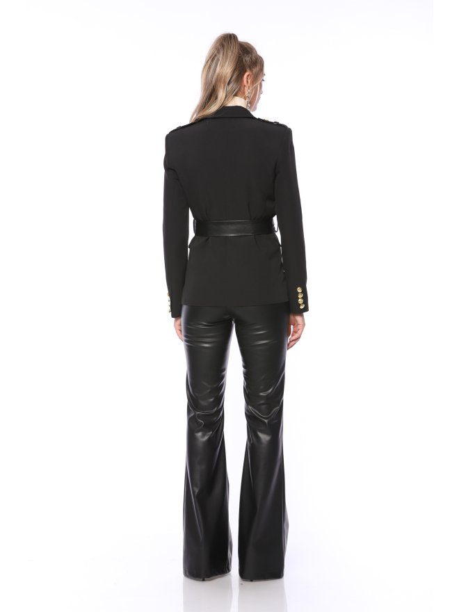 POESSE SACOU SLIM-FIT CU DETALII DIN PIELE ECO