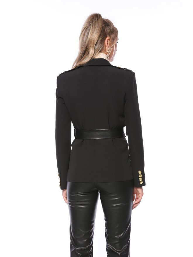 POESSE SACOU SLIM-FIT CU DETALII DIN PIELE ECO