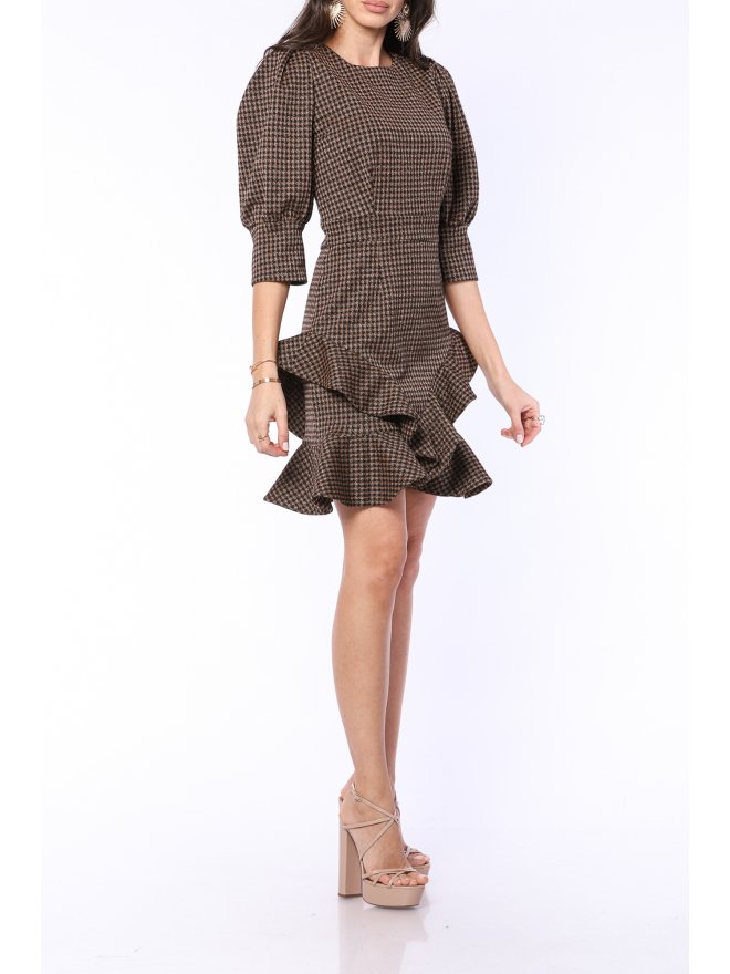 TGH GOLDEN VIBES PUFFED SLEEVES RUFFLED MINI DRESS