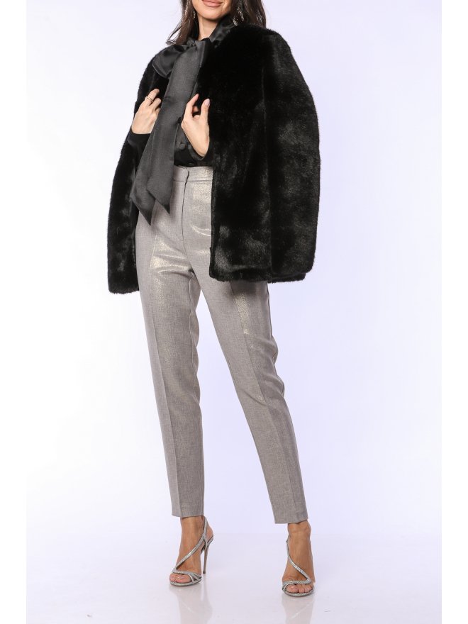 TGH RETRO OPEN FRONT FAUX FUR SHORT COAT