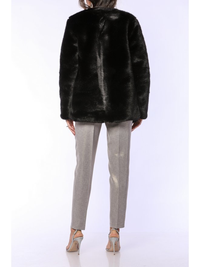 TGH RETRO OPEN FRONT FAUX FUR SHORT COAT