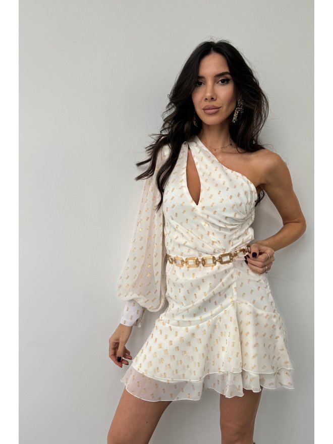 TGH GOLDEN TOUCH ONE SLEEVE ASYMMETRIC MINI DRESS 