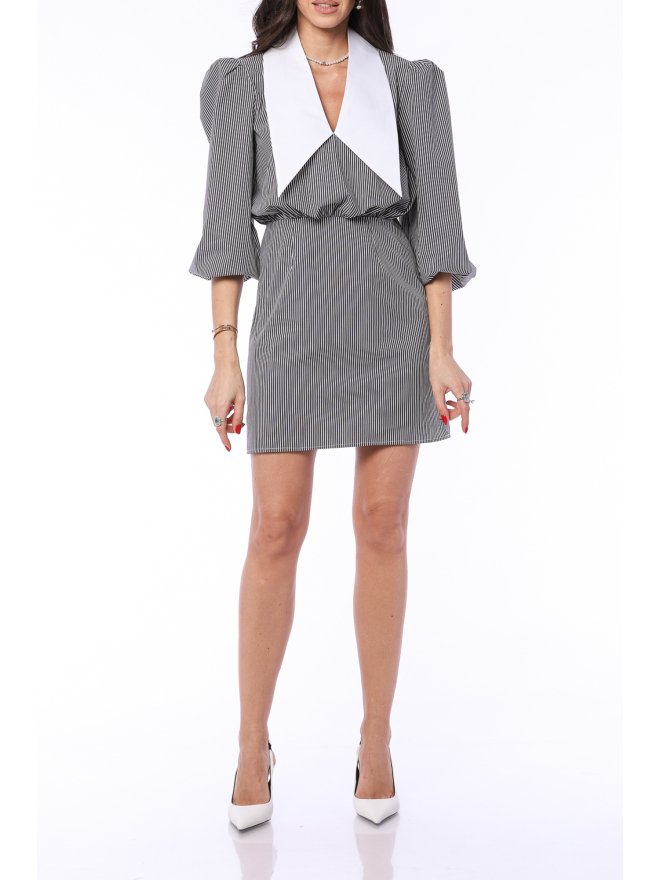 TGH COLLAGE POINTED COLLAR MINI DRESS