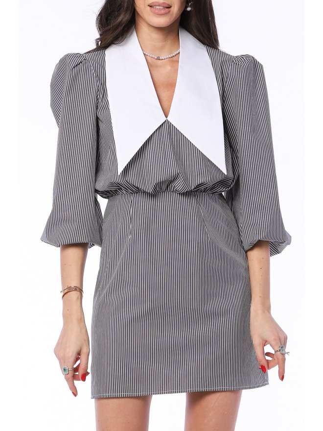 TGH COLLAGE POINTED COLLAR MINI DRESS