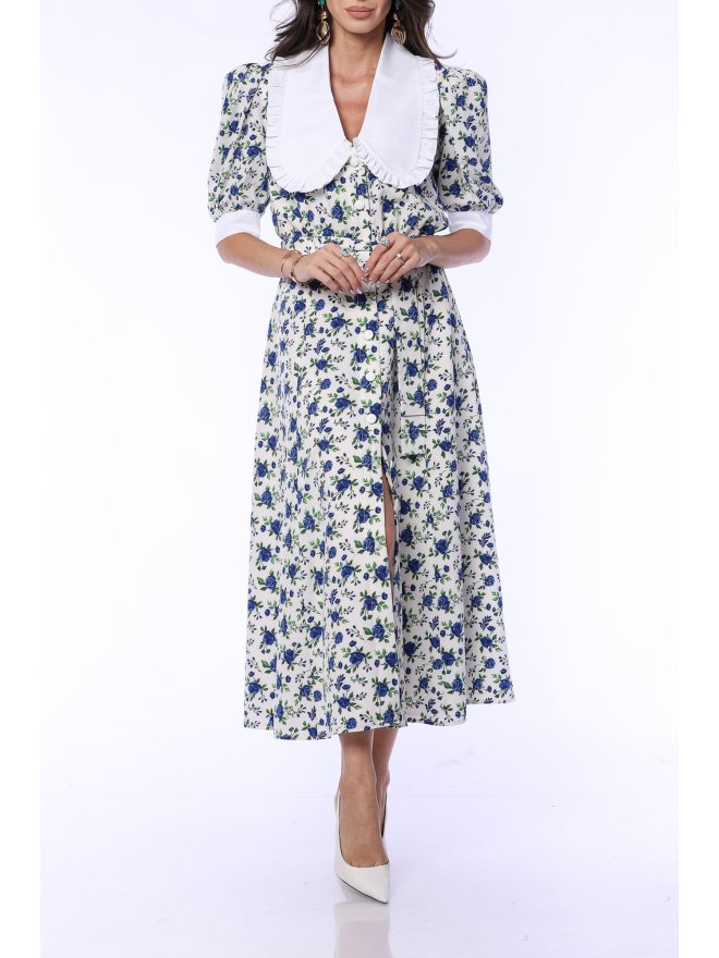 TGH ROCHIE MIDI ROSE CU GULER VICTORIAN SI PRINT