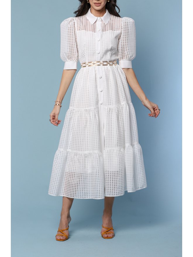 TGH ROCHIE MIDI AMOUR DIN ORGANZA CU VOLANE