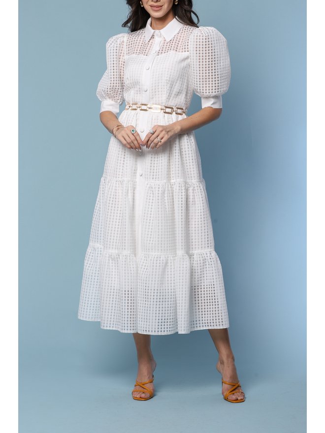 TGH ROCHIE MIDI AMOUR DIN ORGANZA CU VOLANE