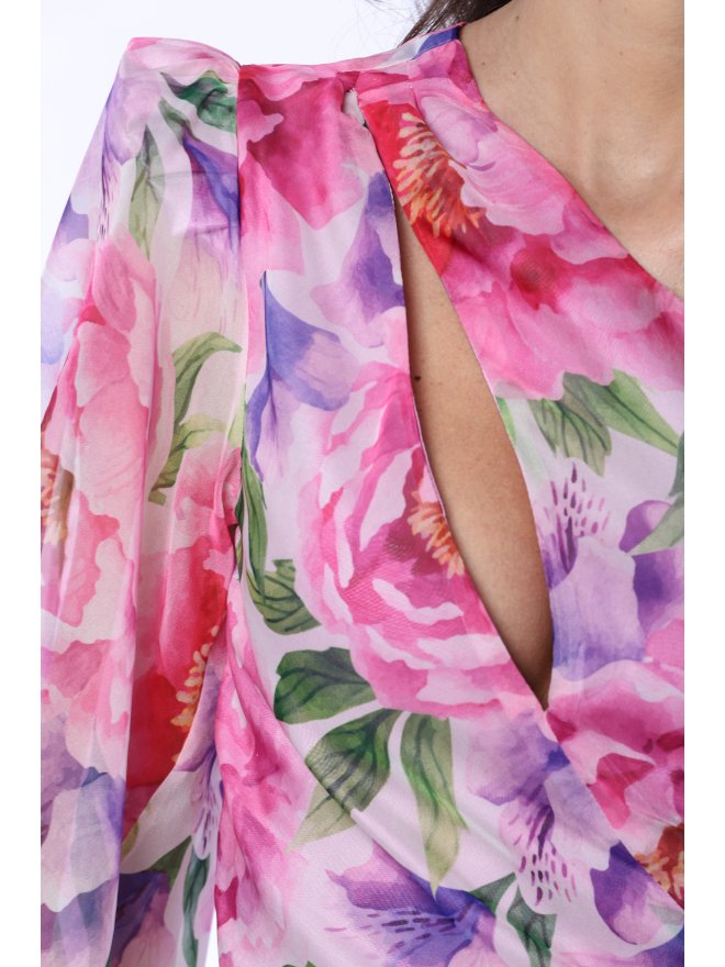 TGH ROCHIE MINI CU PRINT FLORAL SI O MANECA