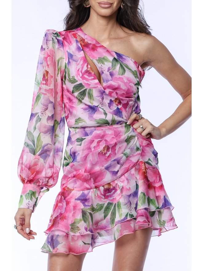 TGH ROCHIE MINI CU PRINT FLORAL SI O MANECA