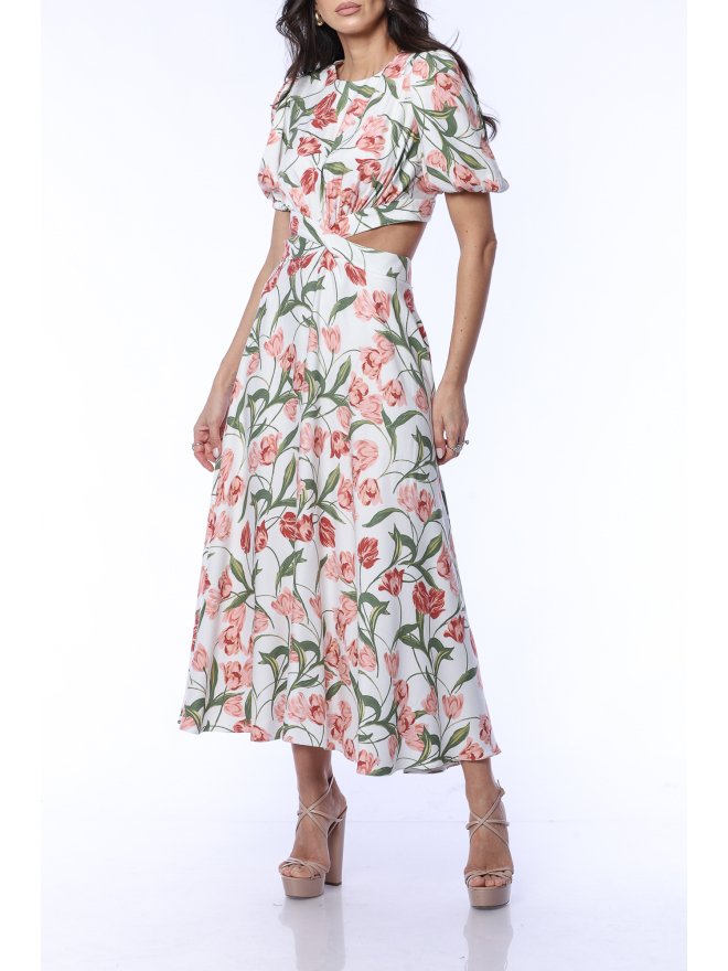 TGH ROCHIE MIDI TIMELESS FLORAL CU SNURURI