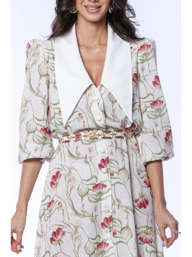 TGH LINO ROCHIE MIDI FLORAL GARDEN DREAM CU GULER ASCUTIT