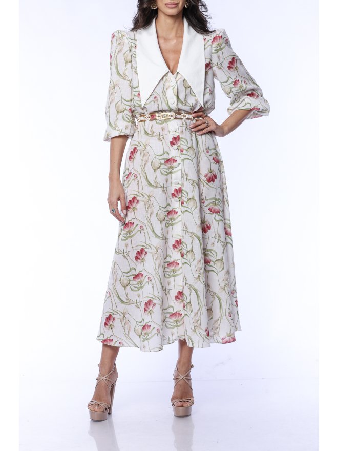 TGH LINO ROCHIE MIDI FLORAL GARDEN DREAM CU GULER ASCUTIT