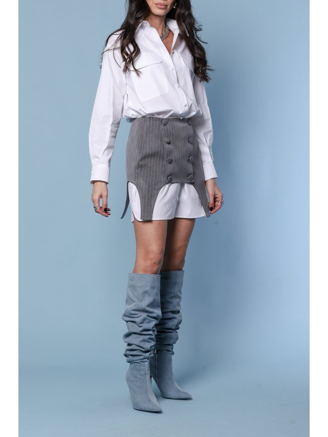 TGH STRIPES&BUTTONS BOLD WAISTBAND SKIRT