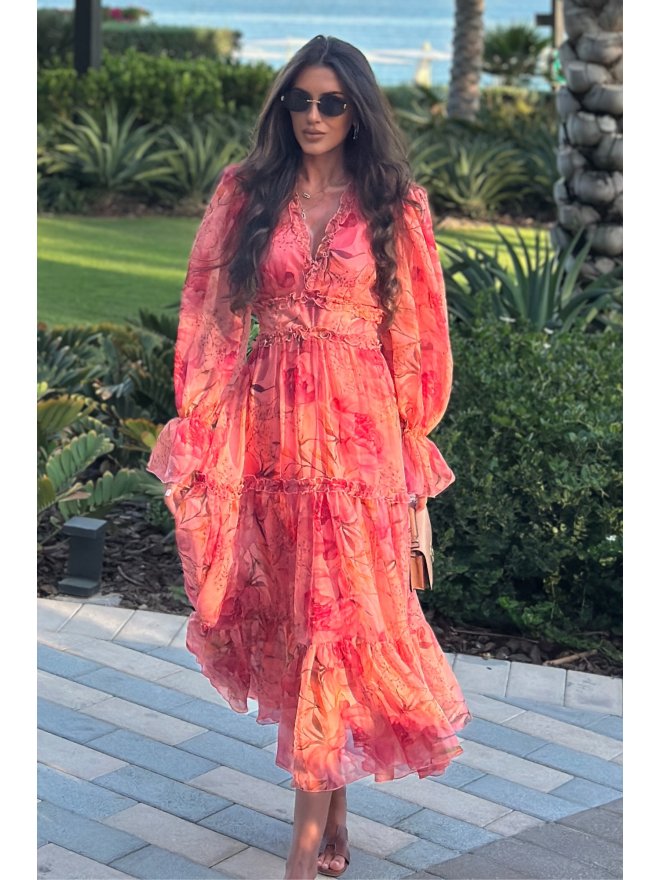 TGH ROCHIE MIDI CU MANECI LUNGI PEACHY KEEN