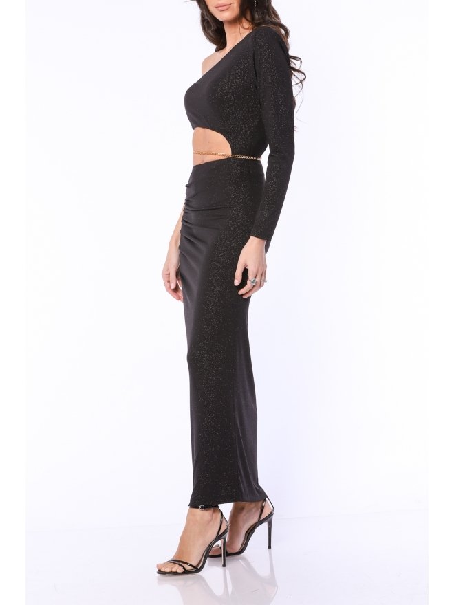 TGH ROCHIE MAXI GLITTER LYCRA CU MANECA, DECUPAJE SI LANT