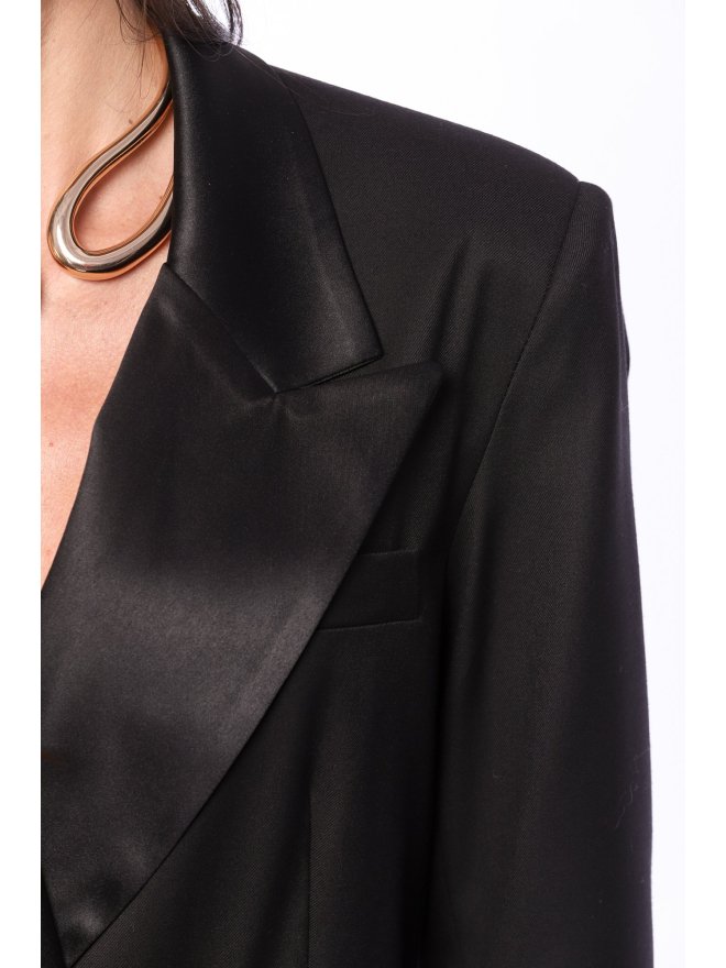 TGH SATIN LAPELS ONE BUTTON BLAZER