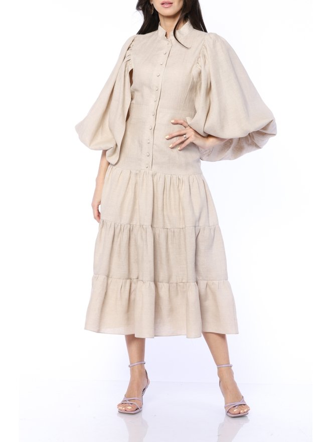 TGH LINO ROCHIE MIDI CU TALIE JOASA SI VOLANE