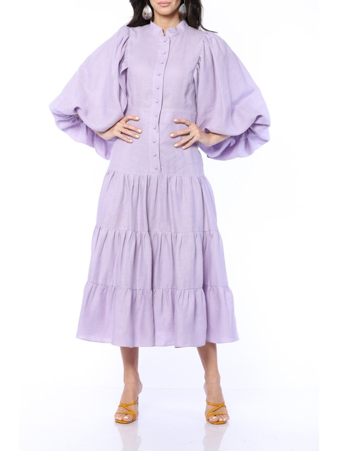 TGH LINO ROCHIE MIDI CU TALIE JOASA SI VOLANE