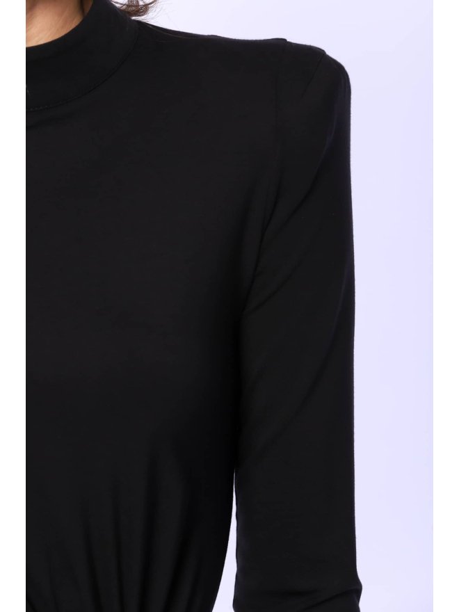 TGH DRAPED WAIST ASYMMETRIC FRONT SLIT MIDI DRESS