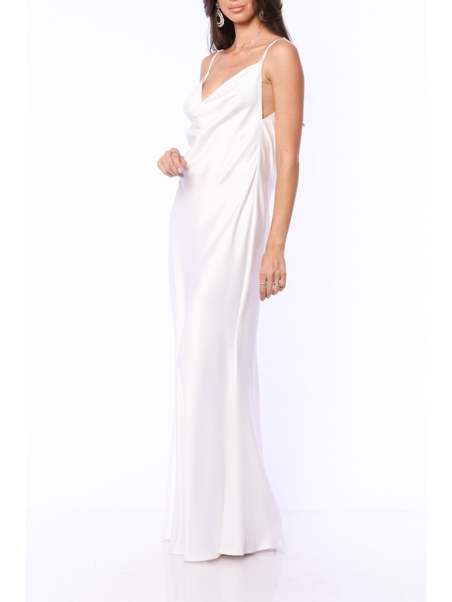 TGH ROCHIE MAXI DIN SATIN CU SPATE DESCHIS SI LANTURI