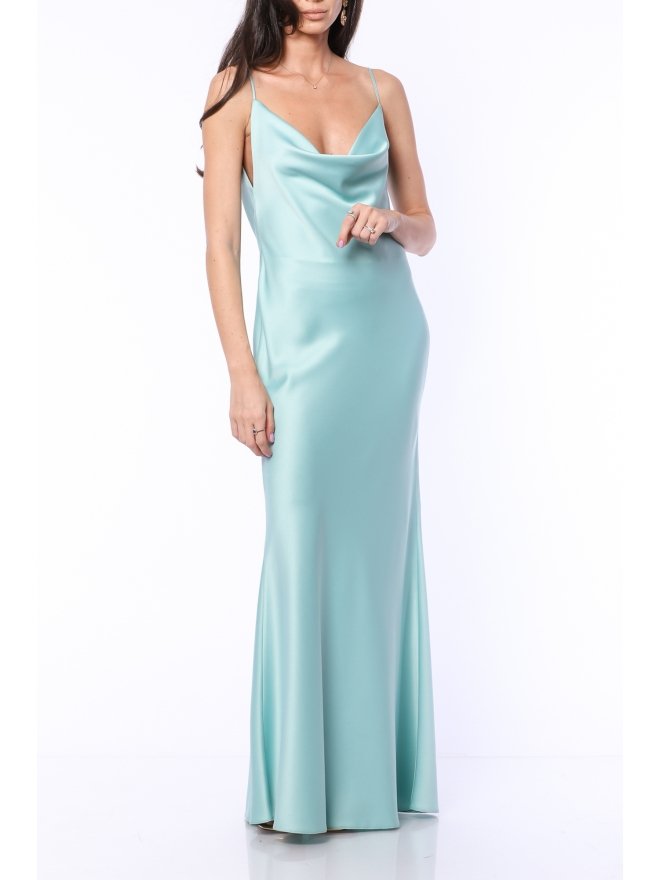 TGH ROCHIE MAXI DIN SATIN CU SPATE DESCHIS SI LANTURI