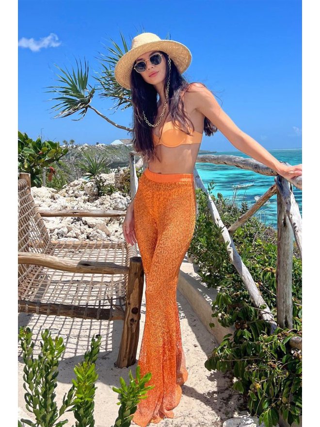 TGH PANTALONI EVAZATI SUMMER SEQUINS BEACH DIN PAIETE