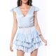 TGH ROCHIE MINI BOHO DIN SATIN CU VOLANE ASIMETRICE