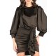 CARLA GLAM ROCHIE MINI DRAPATA DIN SATIN CU MANECI BUFANTE