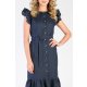 CARLA LINO FRONT BUTTONS RUFFLED MIDI DRESS