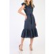 CARLA LINO FRONT BUTTONS RUFFLED MIDI DRESS