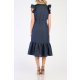 CARLA LINO FRONT BUTTONS RUFFLED MIDI DRESS