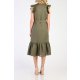 CARLA LINO FRONT BUTTONS RUFFLED MIDI DRESS