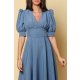 TGH ROCHIE MIDI A-LINE FANCY CU MANECI BUFANTE