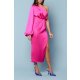 TGH ROCHIE MIDI DIN SATIN EVENT CU MANECA BUFANTA