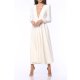 TGH SOPHISTICATION DEEP V-NECK PLEATED MIDI DRESS