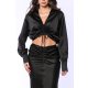 TGH CROP TOP DIN SATIN CU DRAPAJE IN FATA