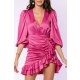 TGH ROCHIE MINI DIN SATIN CU VOLANE ASIMTERICE