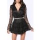 TGH ROCHIE MINI LACE&GLITTER CU VOLANE ASIMETRICE