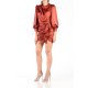 CARLA GLAM PUFFED SLEEVES DRAPED SATIN MINI DRESS