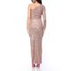 TGH ELECTRIC ONE-SLEEVE DEEP SLIT SEQUINS MAXI DRESS