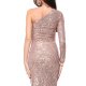 TGH ELECTRIC ONE-SLEEVE DEEP SLIT SEQUINS MAXI DRESS