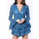 TGH SENSUAL ASYMMETIC RUFFLES LACE MINI DRESS