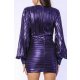 TGH ROCHIE MINI METALIZATA PURPLE RAIN CU PLISEURI 