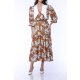 TGH LINO ROCHIE MIDI CU PRINT FLORAL SI GULER ASCUTIT