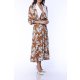 TGH LINO ROCHIE MIDI CU PRINT FLORAL SI GULER ASCUTIT
